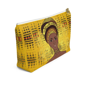 Yellow Kente African Inspired Make up Pouch w T-bottom - Zabba Designs African Clothing Store