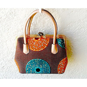 Gift For Her, Brown And Orange African Print Bag and Jewelry Set - Zabba Designs African Clothing Store