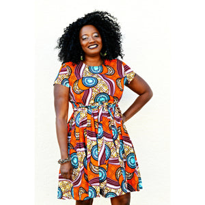 Chidi African Inspired Midi Dress - Zabba Designs African Clothing Store