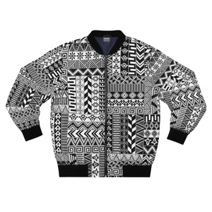 Black And White African Print  Men's  Bomber Jacket - Zabba Designs African Clothing Store