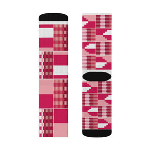 Pink Unisex Kente African Print Socks - Zabba Designs African Clothing Store