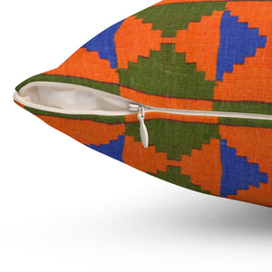 Zara Kente Print Spun Polyester Square Pillow - Zabba Designs African Clothing Store