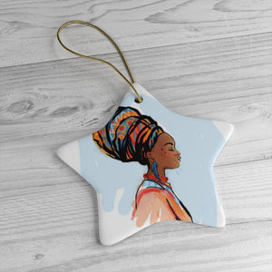 Blue Black Girl Magic Ceramic Ornaments - Zabba Designs African Clothing Store