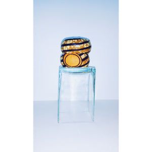 Brown Wood And African Fabric Bangle - Zabba Designs African Clothing Store