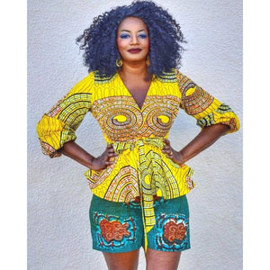 Tau African Print Shorts Set - Zabba Designs African Clothing Store