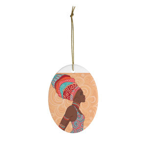 African Girl Orange Ceramic Ornaments - Zabba Designs African Clothing Store