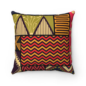 Brown African Print Geometric Angle Throw Suede Square Pillow Case - Zabba Designs African Clothing Store