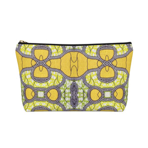 Yellow African InspiredPrint  Make up Pouch w T-bottom - Zabba Designs African Clothing Store