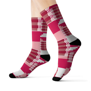 Pink Unisex Kente African Print Socks - Zabba Designs African Clothing Store