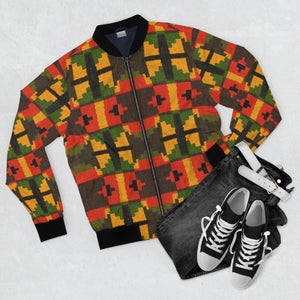Accra Kente African Print  Men's  Bomber Jacket - Zabba Designs African Clothing Store
