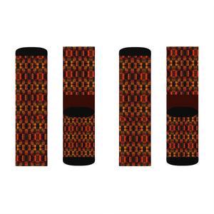 Unisex Orange  Kente African Print Socks - Zabba Designs African Clothing Store