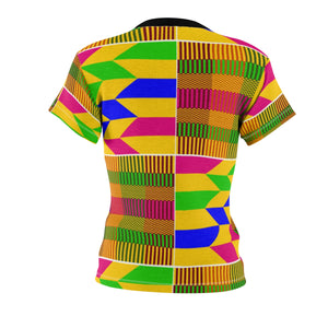Cyna Kente Women's African Print Polyester  Tee - Zabba Designs African Clothing Store