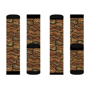 Brown Unisex African Print Socks - Zabba Designs African Clothing Store