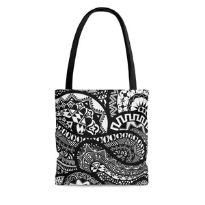 Black And White African Fabric Print Tote Bag - Zabba Designs African Clothing Store