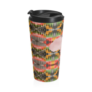 Pink and Green  Kente Print Stainless Steel Travel Mug - Zabba Designs African Clothing Store