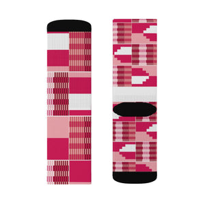 Pink Unisex Kente African Print Socks - Zabba Designs African Clothing Store