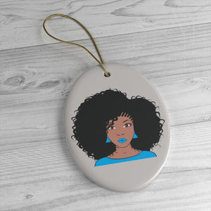 Miss Blue Afro Girl Ceramic Ornaments - Zabba Designs African Clothing Store