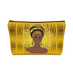 Yellow Kente African Inspired Make up Pouch w T-bottom - Zabba Designs African Clothing Store