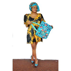 Spring Blue Boho  Headwrap~  The HAULI - Zabba Designs African Clothing Store