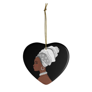 Melanin Queen White And Black Ceramic Ornaments - Zabba Designs African Clothing Store