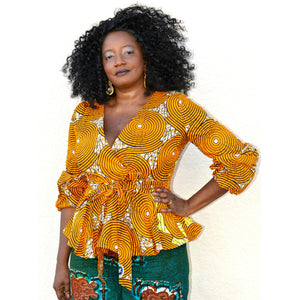 HATI African Print Peplum Top - Zabba Designs African Clothing Store