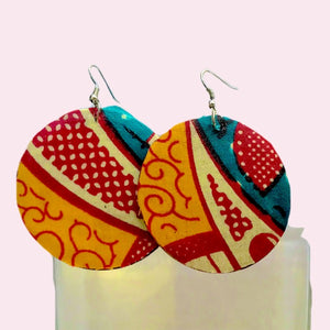 Orange African Women’s Wood Earrings - Zabba Designs African Clothing Store