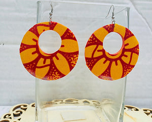 Orange African Print Hoop Earrings - Zabba Designs African Clothing Store