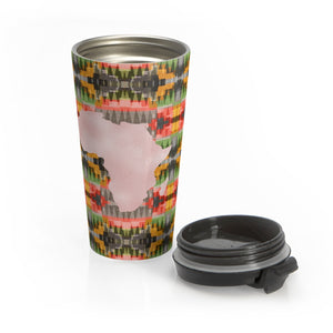 Pink and Green  Kente Print Stainless Steel Travel Mug - Zabba Designs African Clothing Store