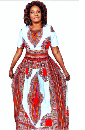 Kissi African Dashiki Maxi Dress - Zabba Designs African Clothing Store