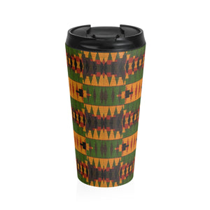 Kente Print Stainless Steel Travel Mug - Zabba Designs African Clothing Store