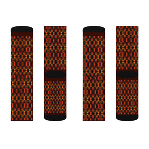 Unisex Orange  Kente African Print Socks - Zabba Designs African Clothing Store
