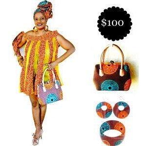 Gift For Her, Brown And Orange African Print Bag and Jewelry Set - Zabba Designs African Clothing Store