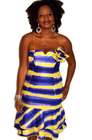 Lala African Tie Dye Strapless  Dress - Zabba Designs African Clothing Store