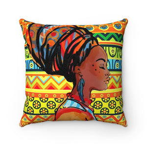 Maria African Inspired Throw Suede Square Pillow Case - Zabba Designs African Clothing Store
