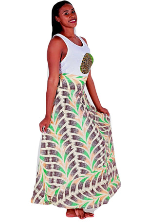 AZHAR  African Ankara Print Maxi Skirt - Zabba Designs African Clothing Store