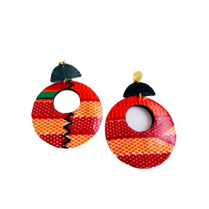 African Statement Wood Earrings - Zabba Designs African Clothing Store