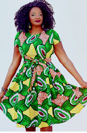 Zina African Print Midi Dress - Zabba Designs African Clothing Store