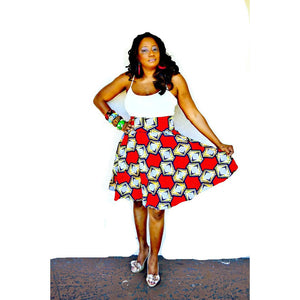 Red African Inspired Midi Skirt - Zabba Designs African Clothing Store