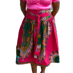 African Dashiki Print Midi Skirt - Zabba Designs African Clothing Store