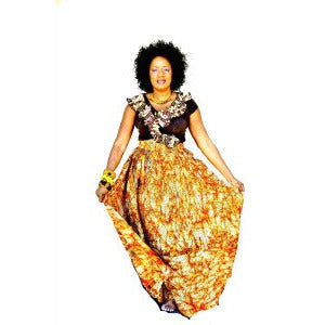 Khaki High Waist Maxi Skirt - Zabba Designs African Clothing Store
