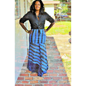 DAISY Blue African Print Maxi Skirt - Zabba Designs African Clothing Store