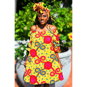 Jazzy African Print  Geometric Mini Dress - Zabba Designs African Clothing Store