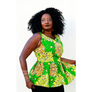 SASHA African Print Peplum Top - Zabba Designs African Clothing Store