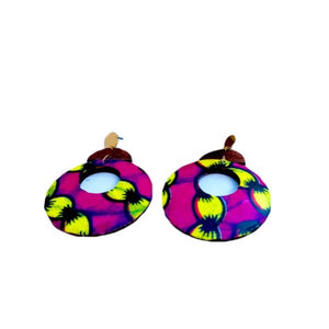 Pink African Print Wooden Earrings - Zabba Designs African Clothing Store
