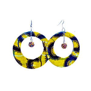 Yellow African Fabric Cover Earrings - Zabba Designs African Clothing Store