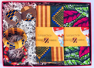 Orange Kente African Print And Wood Earrings - Zabba Designs African Clothing Store