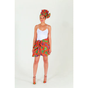 Orange African Print Headwrap ~  The mujer fuerte - Zabba Designs African Clothing Store