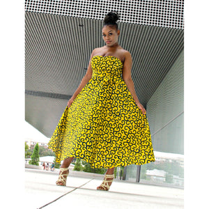 Yellow Midi Dress - Zabba Designs African Clothing Store