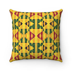 Ari Yellow Kente Print Blue Square Pillow - Zabba Designs African Clothing Store