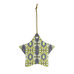 Green African Print  Ceramic Ornaments - Zabba Designs African Clothing Store